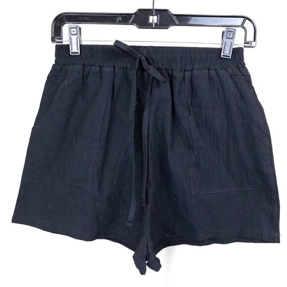 hein Black Woven Drawstring Shorts Women’s Size 4 NWOT - Picture 1 of 4